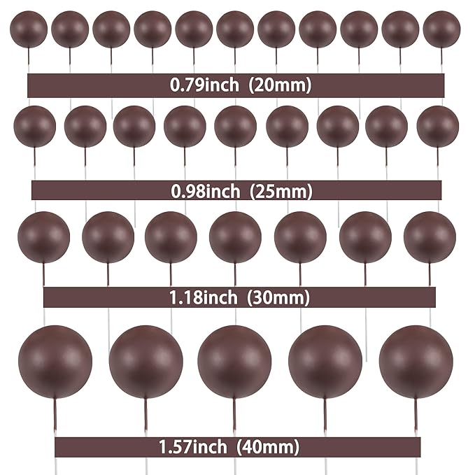 Gyufise 30Pcs Ball Cake Toppers Balls Cupcake Toppers Foam Ball Shaped Cake Picks DIY Balloons Cake Insert Topper for Wedding Enagement Baby Shower Birthday Party Cake Decorations Supplies Coffee