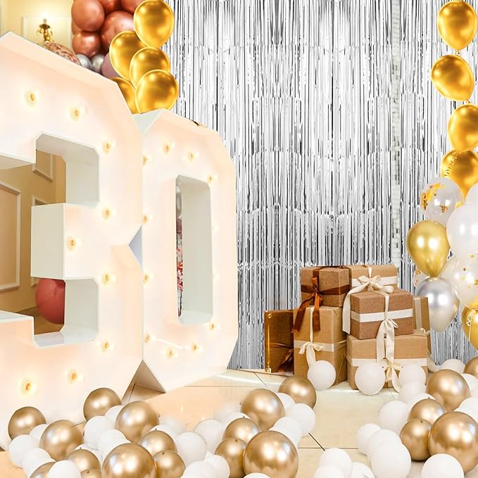 3 Pack 3.3 x 9.9 ft Silver Foil Fringe Backdrop Curtain, Streamer Backdrop Curtains, Streamers Birthday Party Decorations, Tinsel Curtain for Parties, Galentines Decor, Preppy, Photo Booth