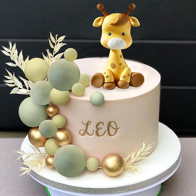Giraffe Cake Topper with Balls Cake Decorations for Wild Animals Themed Birthday Baby Shower Party Supplies (STYLE 2)