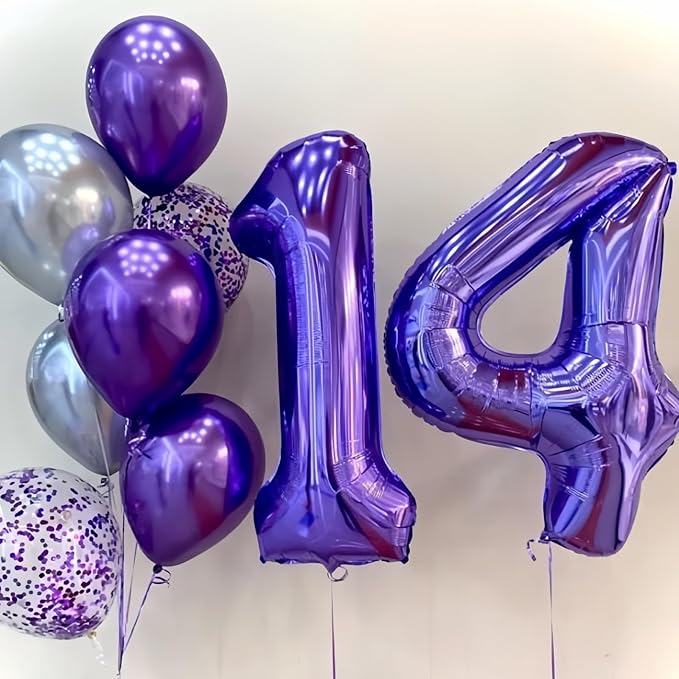 Purple Number 6 Balloon for Girls 6th Birthday, 40 Inch Number Foil Balloon 6, Mylar Helium Large Balloon for Kids 6 Years Old Birthday Party Decor Anniversary Graduation Party Decorations Supplies