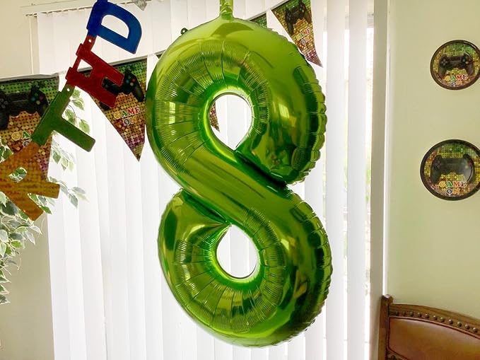 40 Inch Number 8 Balloon, Light Green 8 18 28 80 Birthday Balloons for Men Boys, 8th Birthday Decorations Party Supplies, Wedding, Graduations
