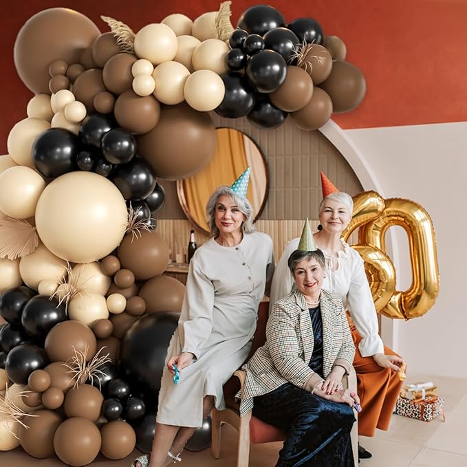 Black Brown Nude Balloon Garland Arch Kit, 155Pcs Latex Balloons Different Size 18 12 10 5 inch for Boy First Rodeo, Wild West Country Birthday, Farm Fiesta Party Decorations
