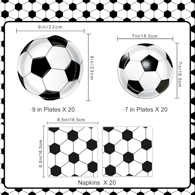 Oigco 60 PCS Soccer Party Decorations Soccer Plates and Napkins Tableware Set for Sports Theme Birthday Party Baby Shower Serves 20