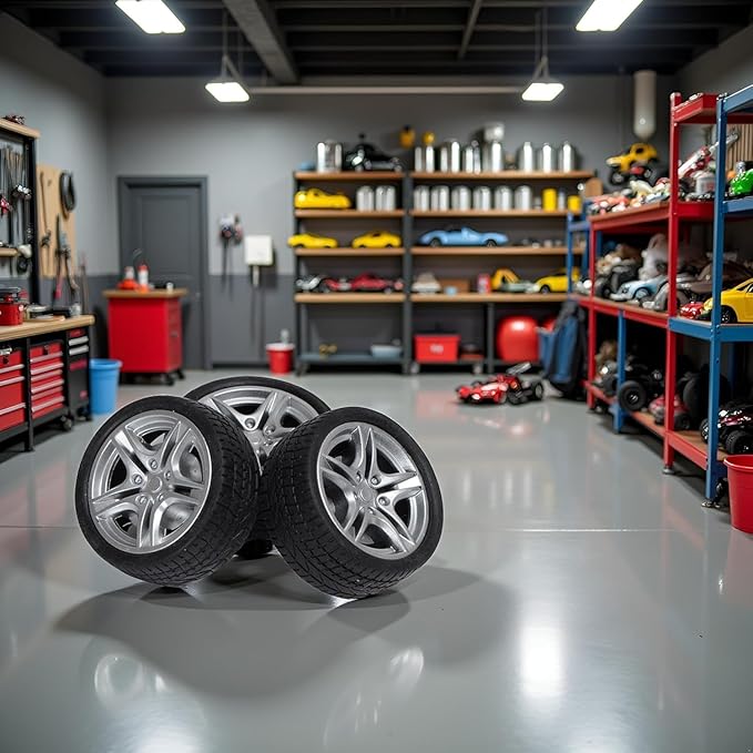 RC Car Rubber Wheel Tires,4 Pcs Black Toy Car Wheel Tires,48mm Simulation Rubber Wheel Tire Toy Model DIY RC Spare Parts Easy Installation Small in Size,Remote and App Controlled Vehicles and Parts