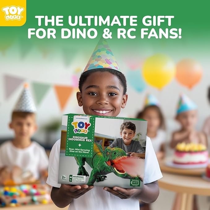 TOY Life Remote Control Dinosaur Toy, RC T-Rex with Lights, Sounds & Mist Spray, Walking Robot Dinosaur Toys for Boys Age 4-7, Rechargeable Large Dinosaurs Toy Gift