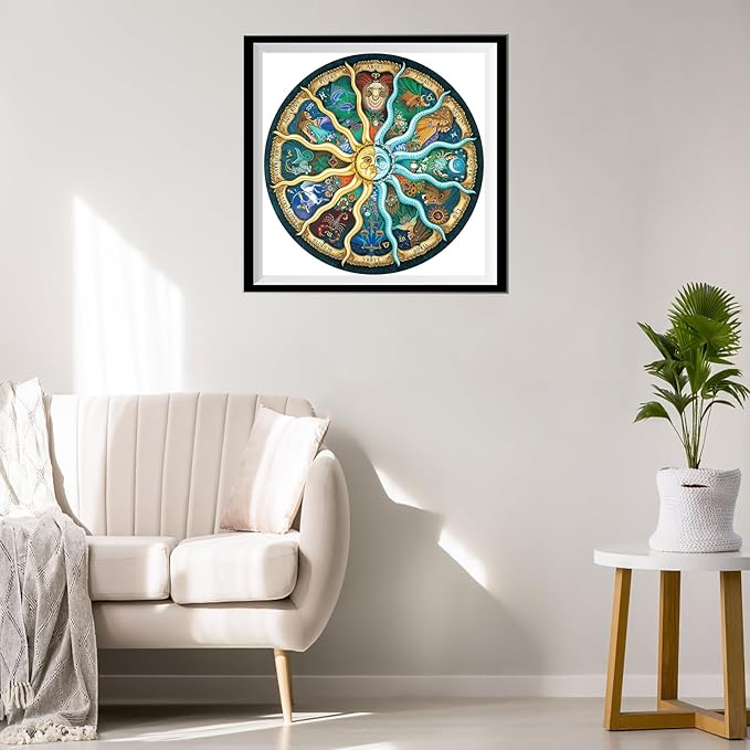Puzzles for Adults 1000 Pieces, Round Jigsaw Puzzle Zodiac Horoscope Challenging Puzzles Fun Jigsaw Puzzle 1000 Pieces (26.7 Inch)