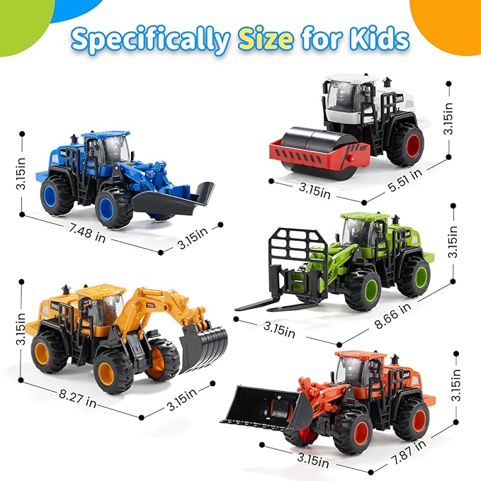 Construction Truck Toys for Toddlers: Push Go Truck Sandbox Excavator Toy Trucks Vehicles Snow Plow Toy Truck Bulldozer Road Roller Birthday Gift for 3 4 5 6 Years Old