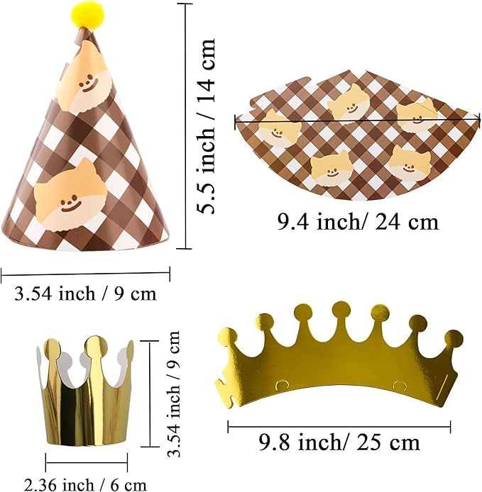 Olen Party Hats for Kids Birthday, 11 Pack Birthday Hats with Pom Poms, Paper Cone Caps for Stuffed Animals, Party Crown Caps Set, Small Celebration Accessories for Girls Boys Toddlers