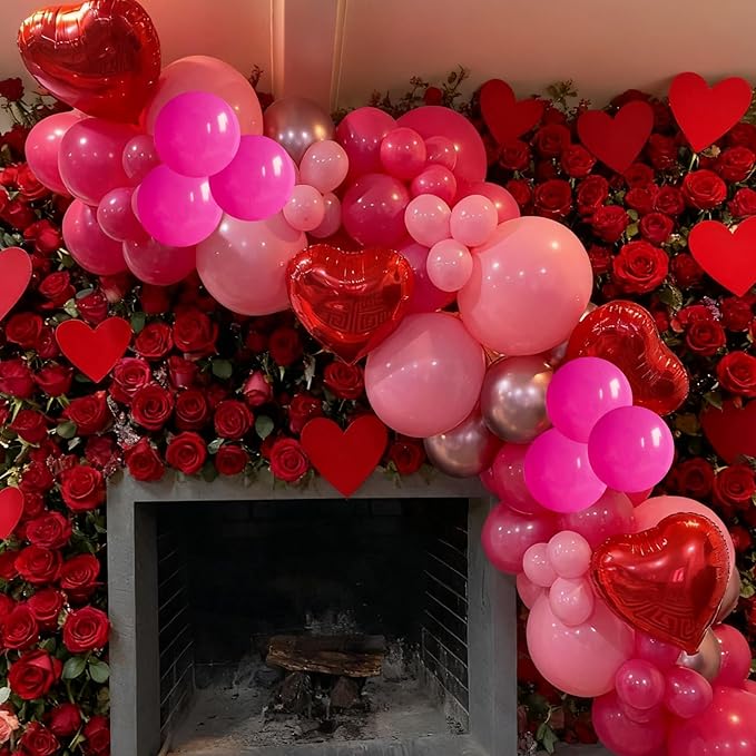 Pink Balloons Valentines, 60pcs Red Hot Light Pastel Pink Magenta Latex Helium Balloon for Valentines Day Women Girls Bachelorette Wedding Bridal Shower Baby Shower Princess Theme Party Decorations