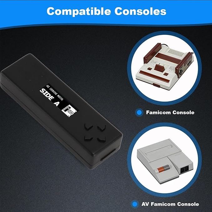 FDSkey Disk System Drive Emulator, OLED Screen, 300+ Games, Plug and Play for Console, with Firmware Upgrades and Save Progress (Black)