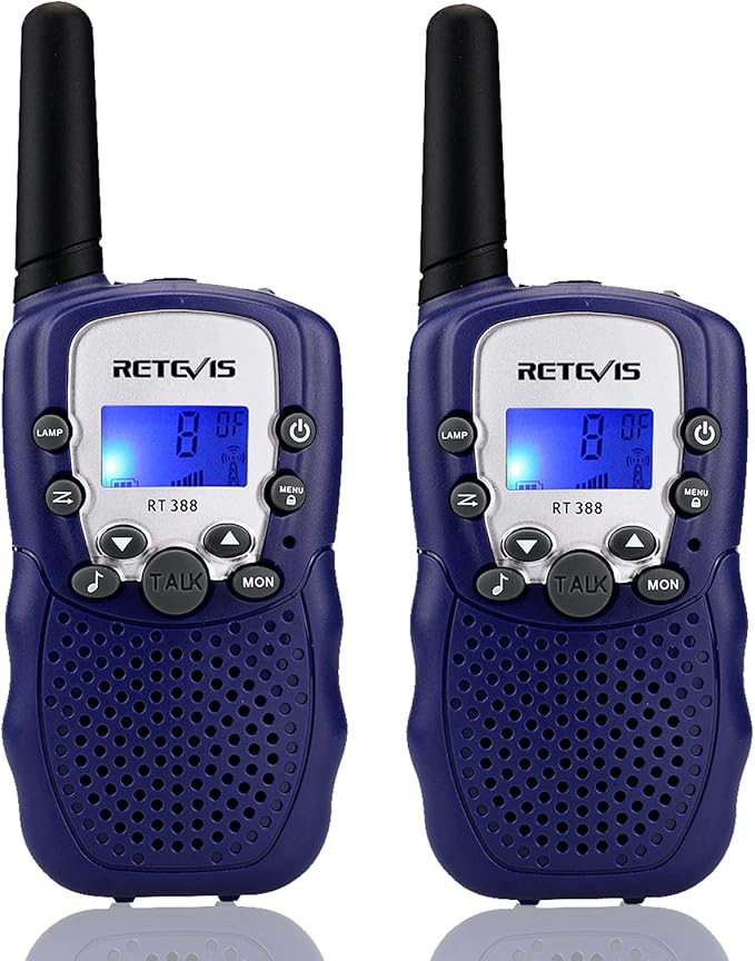 Retevis RT388 Kids Walkie Talkies, Toys for 6-12 Year Old Boys Girls, Walkie Talkies for Kids 22CH 2 Way Radio, VOX Flashlight LCD Backlit, Toys Gifts for Easter Basket Stuffers(Dark Blue,1 Pair)