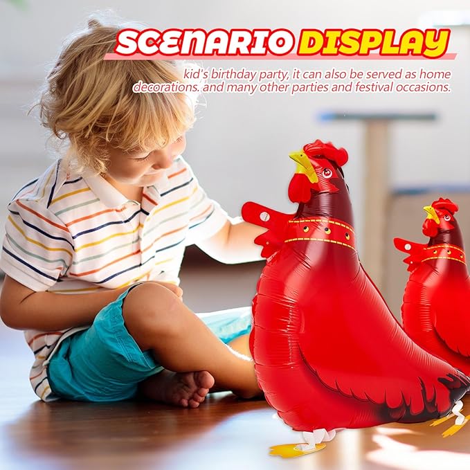 Libima 12 Pcs Chicken Balloons Aluminum Film Farm Animal Decorations Balloons Birthday Party Supplies BBQ Party Decorations Baby Shower Supplies Family Photo Booth Courtyard Decor (Funny Style)