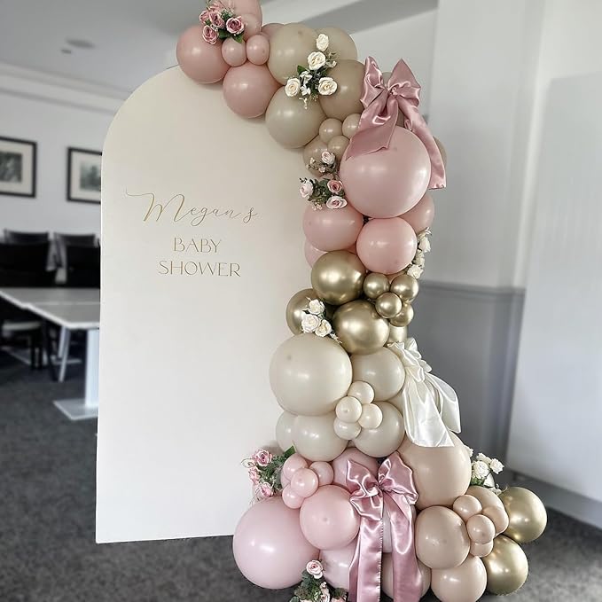 Dusty Pink White Balloons Pale Pink Beige Gold Balloon 12inch Metallic Champagne Balloons Girls Women Birthday Party Decorations Ivory Latex Helium Balloon for Arch Boho Bridal Baby Shower Christening
