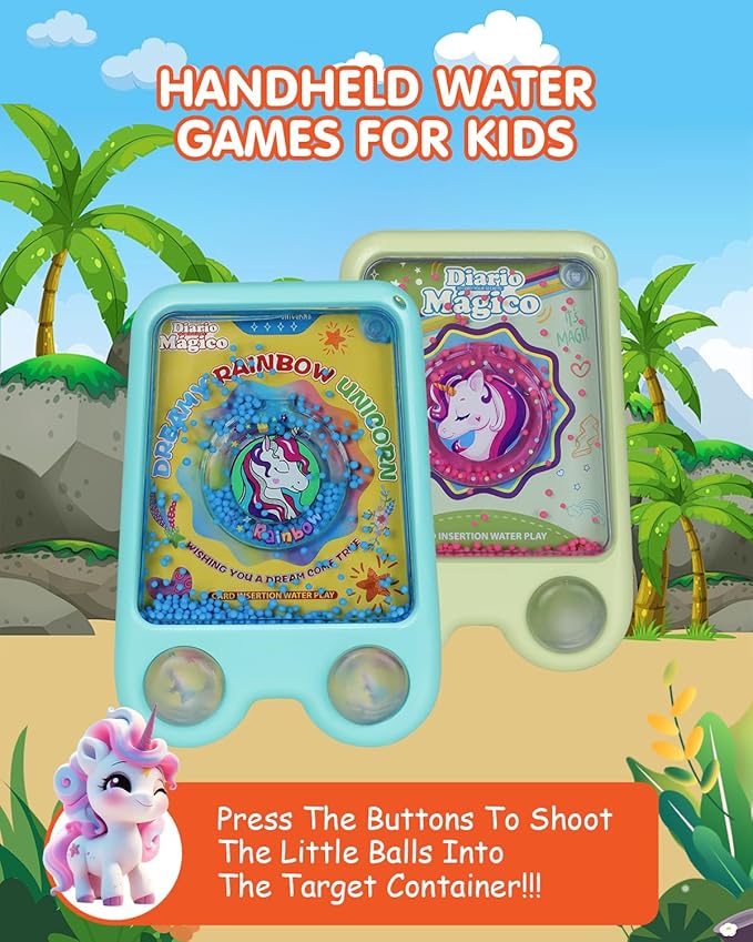 Handheld Water Game 2 Pcs – Water Ball Target Toy for Kids Ages 3+, Retro Fidget, Screen-Free Car Travel Game, Road Trip, Airplane, Portable Autism Gift