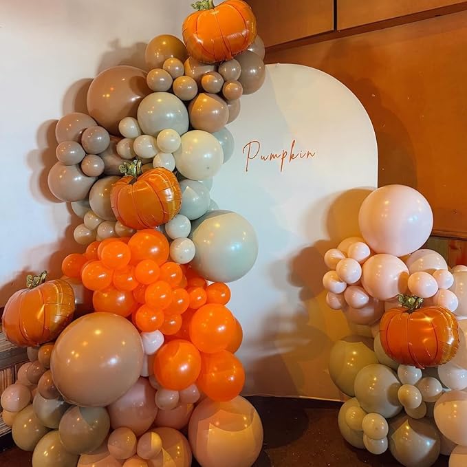 Dusty Green Orange Balloon,Brown Nude Jungle Safari Wild Woodland Balloon, Olive Green Orange Cream Balloons for Neutral Baby Shower Bridal Shower Gender Reveal Birthday Fall Party Decorations