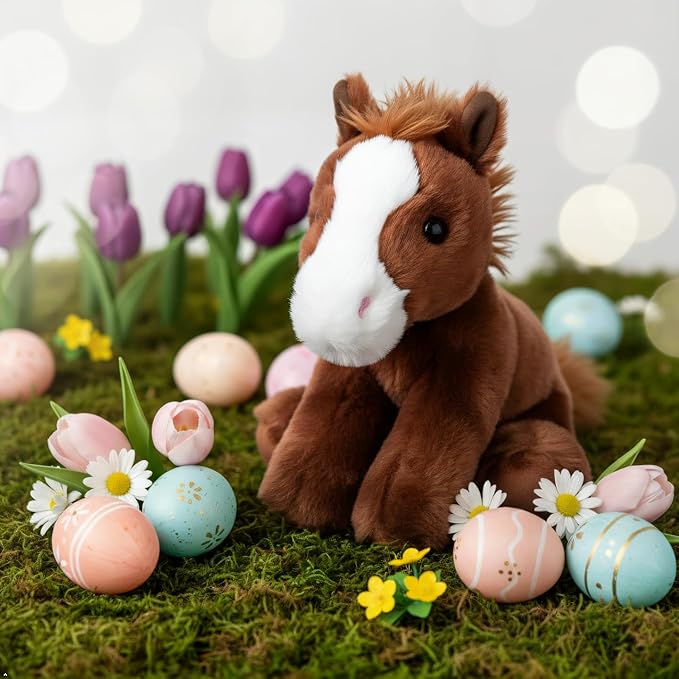 The Petting Zoo Floppy Horse Stuffed Animal Plushie, Gifts for Kids, Wild Onez Wildlife Animals, Horse Plush Toy 8 inches