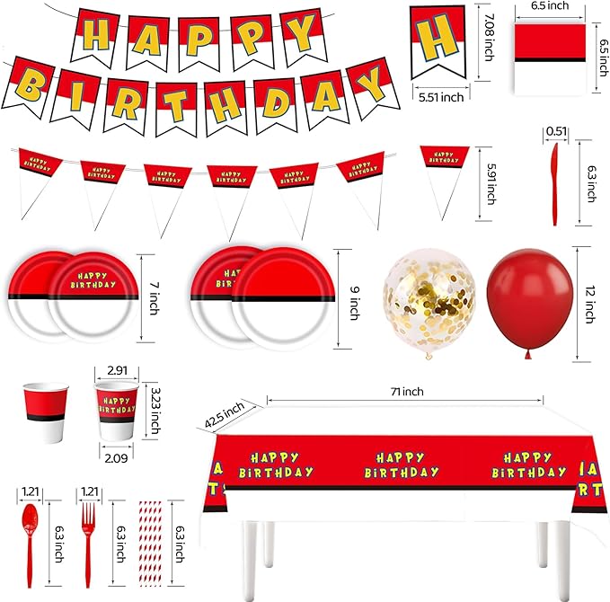 196Pcs Cartoon Animation Birthday Party Supplies Decorations for Birthday,Cartoon Theme Party Favors Including Banner, Plates, Cups, Napkins, Cutlery and Tablecloth for 24 Guests