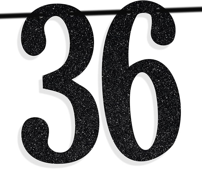 Black Glitter Look at You Turning 36 & Sh*t Banner, Happy 36th Birthday/Level 36 Unlocked/Cheers to 36 Years, Funny 36th Birthday Party Decorations Supplies
