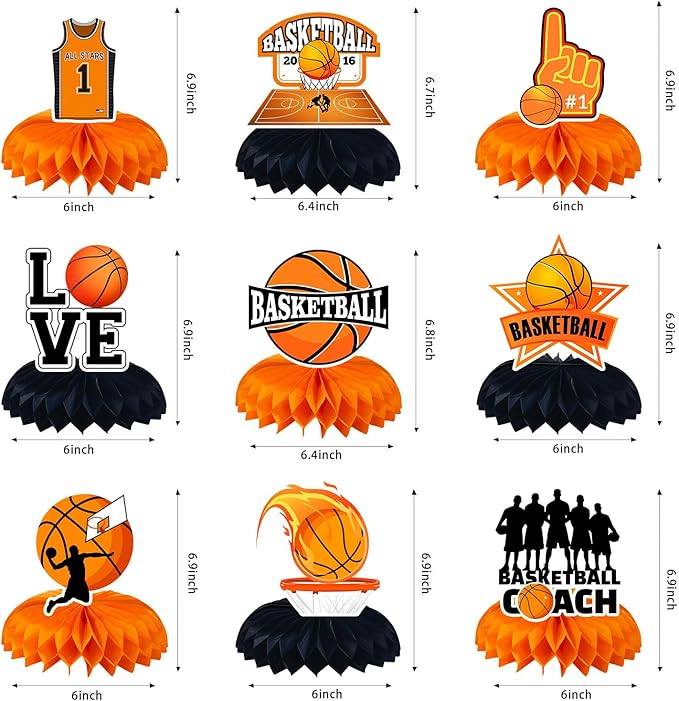 9 Pcs Basketball Centerpieces Basketball Party Decorations Basketball Table Decorations Basketball Birthday Party Supplies