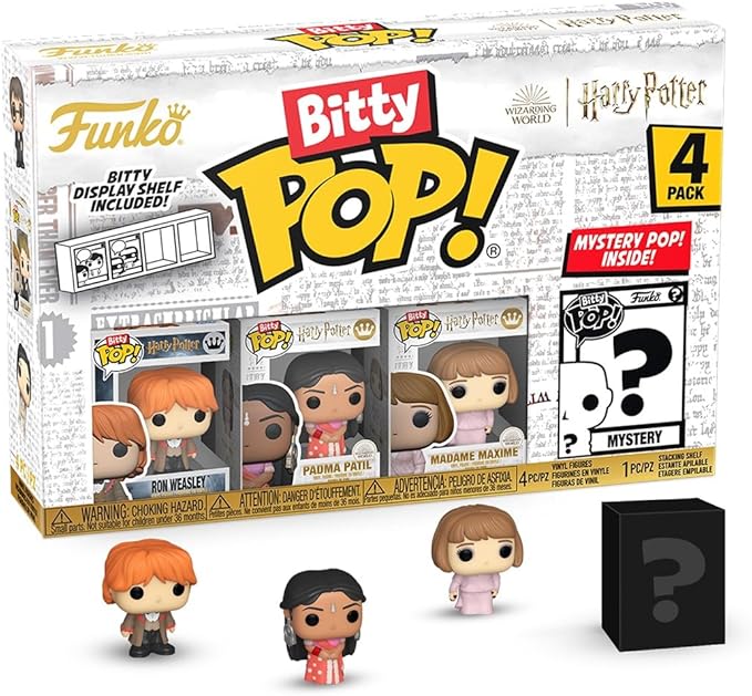Funko Bitty POP HP GOF - Ron, 4-Pack and A Surprise Mystery Mini Figure - 0.9 Inch (2.2 Cm) - Harry Potter Collectable - Stackable Display Shelf Included - Gift Idea - Party Bags Stocking