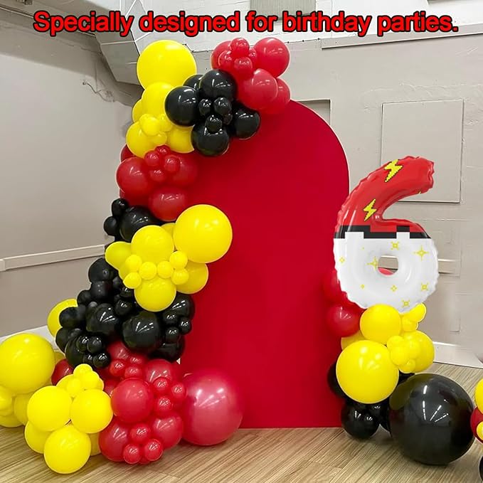 Red White Cartoon Theme Nylon Balloons Cartoon Balloons Birthday Party Balloons Decorations Supplies for Kids' Birthday Anniversary Party (Number Nylon 6)