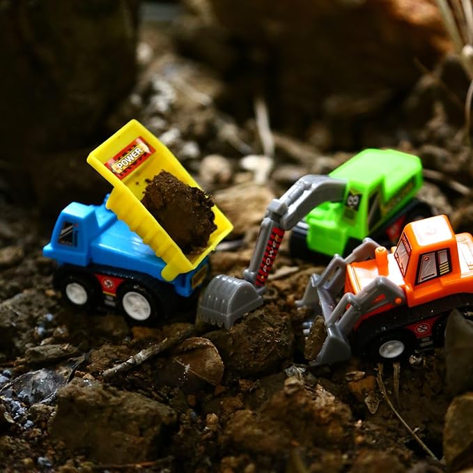 Yeonha Toys Pull Back Vehicles, 12 Pack Mini Assorted Construction Vehicles and Race Car Toy for Kids and Toddlers