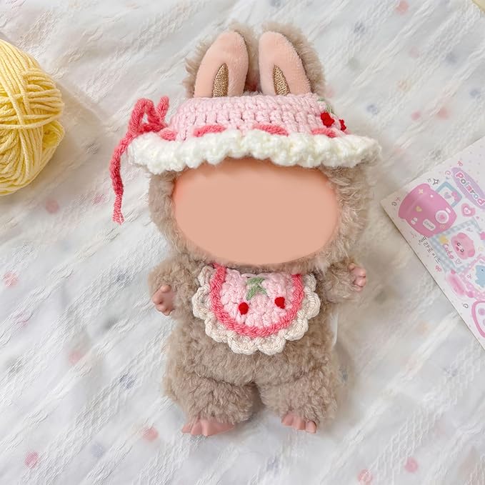 Clothes for Doll, 15/17cm Doll Clothes Set Suitable for Dolls Accessories - Hat + Bib (NO Doll),Cherry