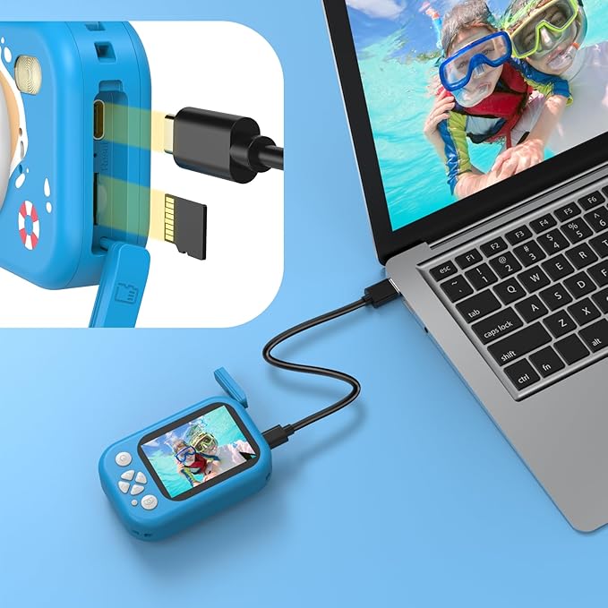 Kids Waterproof Camera, Camera for Kids, 48MP 1080P Sports Action Toy Underwater Camera for Pool, Birthday Gifts for Boys Girls Age 3-12(Blue)