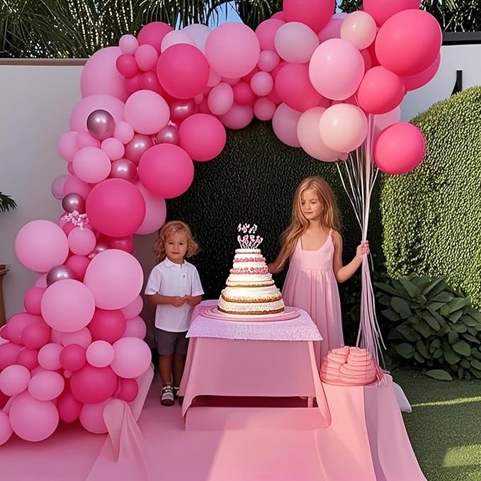 Pink Balloons 60 PCS 12 Inch Hot Pink Balloons Light Baby Pink Metallic Pink Latex Balloons for Girls Birthday Party Baby Shower Bridal Shower Wedding Party Decoration