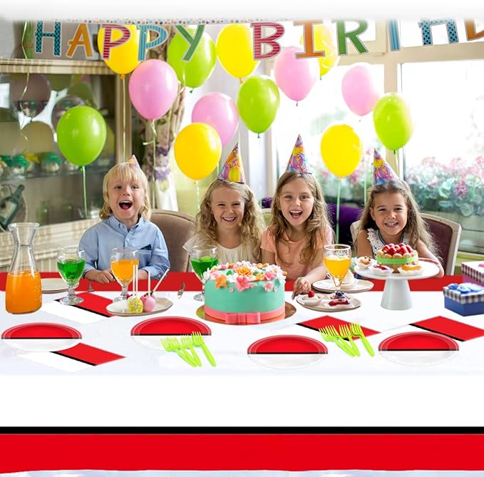 Cartoon Animation Birthday Party Supplies Includes 20 Plates and 20 Napkins and Tablecloth71 '' x 42 '' Video Games Themed Party Tableware
