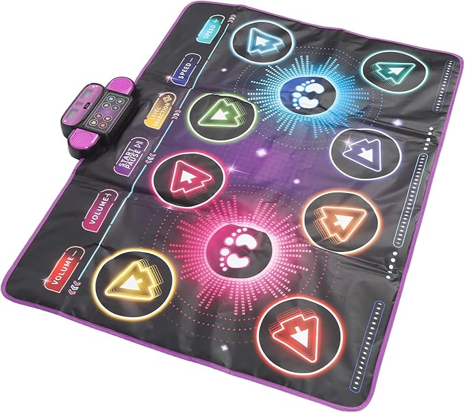 CHICIRIS Electronic Dance Mat for Kids, Built in Music Interactive Dance Game Pad with Dual Player Mode for Home Use, Polyester Fiber Material