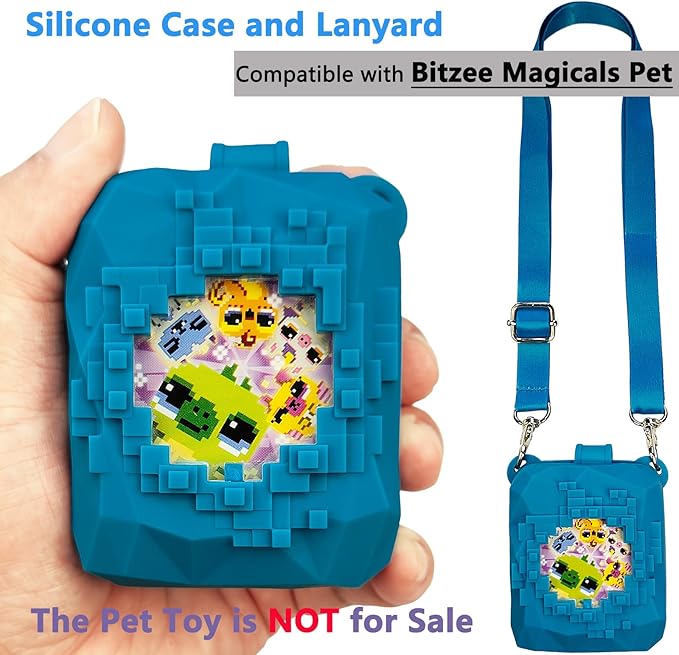 JCHPINE Silicone Cover Case for Bitzee Magicals Interactive Digital Pet and Case, Protective Skin Sleeve for Bitzee Magicals Virtual Electronic Pets Accessories (Blue)