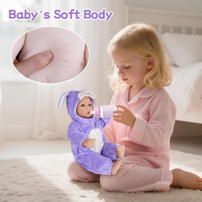 UOFTKIZ Real Life Baby Dolls - 17" Lifelike Baby Dolls, Soft Baby Doll with Open Eyes, Gifts for 3+ Years