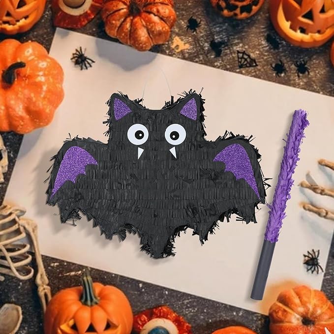 Bat Pinatas Bundle with a Blindfold and Bat (16.5 x12.6x4 Inches), Perfect for kid's Birthday Parties Decoration, Animal Theme Party
