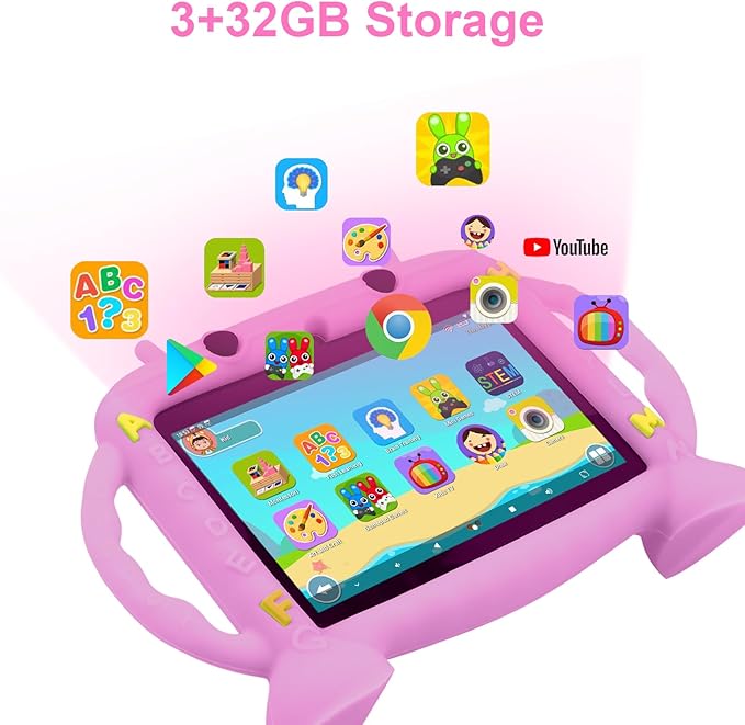 Kids Tablet, 7 inch Tablet for Kids 2-10, Educational Learning Toddler Tablet Android 11, 3GB RAM+32GB ROM Storage, Google Play YouTube
