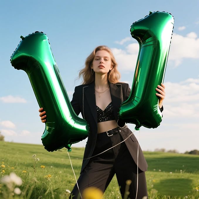 40 Inch Green Number 11 Digital Balloon,Jumbo Mylar Foil Helium Balloon for 11 Balloons for Birthday Party,Wedding Anniversary Party Decorations