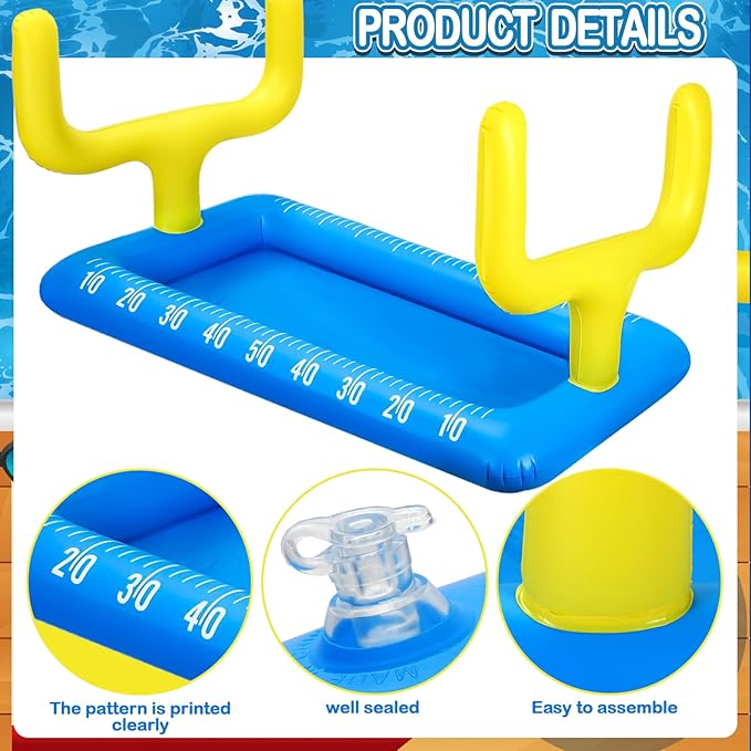 Leitee 2 Pcs Inflatable Football Drink Cooler Football Party Decoration Inflatable Field Cooler Ice Serving Bar Food Container for Summer Sport Birthday Party Favor Supplies(Blue, Brown)