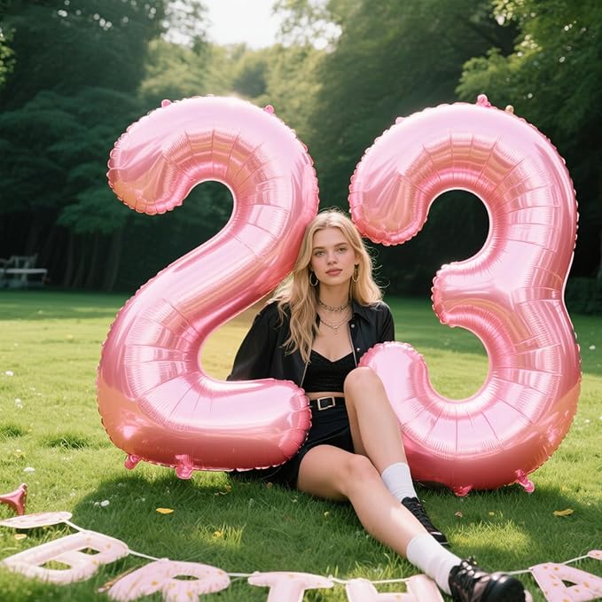 40 Inch Pearlescent Pink Number 23 Balloon Number 23 Balloon 40 Inch, 23th Birthday Party Decorations for Boy or Girl Huge Mylar Anniversary Party Supplies