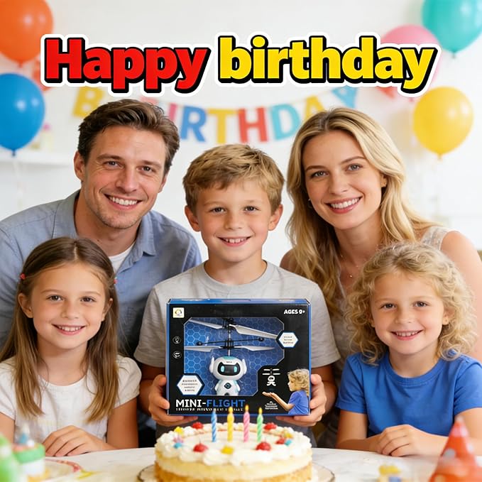 Flying Toys for Kids Mini Drones for Kids 8-12 with LED Light Indoor Rechargeable Mini Helicopter Toy Mini Robot Toy Cool Toys Gift for Boys & Girls Age 6-12