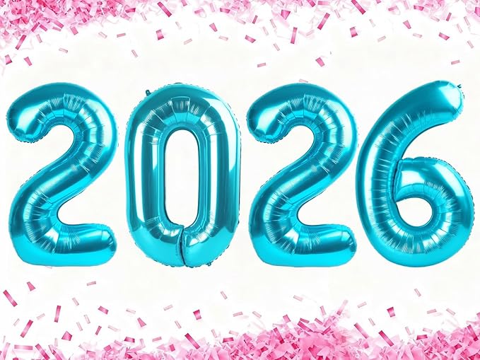 40 Inch Light Blue 2026 Balloon Numbers,2026 Light Blue New Years Eve Party Supplies,2026 Balloons Decorations for Happy New Year,Graduation Parties