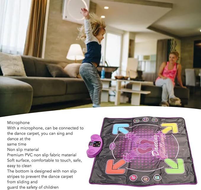 Semme Dance Mat with 4 Interactive Games Singing Microphone Fun Electronic Dance Pad for Kids 3+ Ideal Active Play