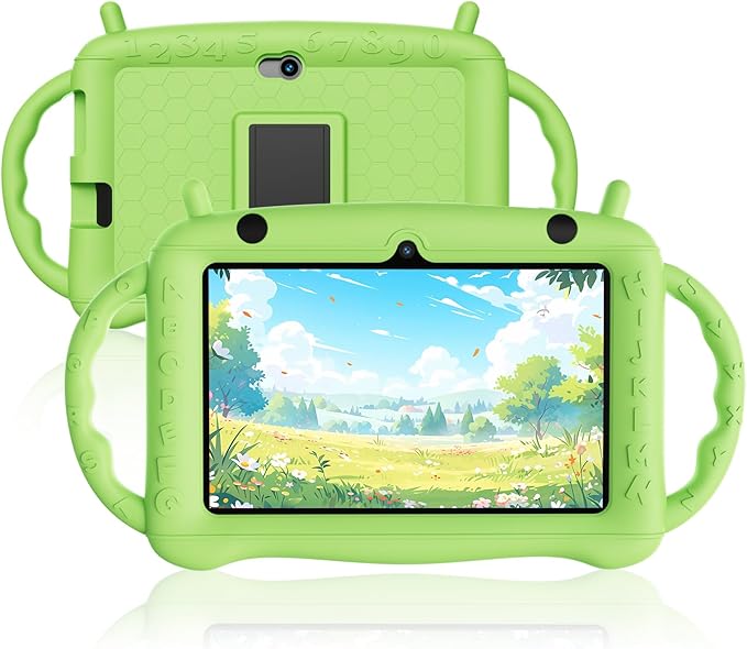 7 inch Tablet for Kids 2-10, Educational Learning Toddler Tablet Android 12 with Shockproof Case, 2GB RAM+32GB ROM, Parental Control, Dual Camera, Gift for Boy Girl