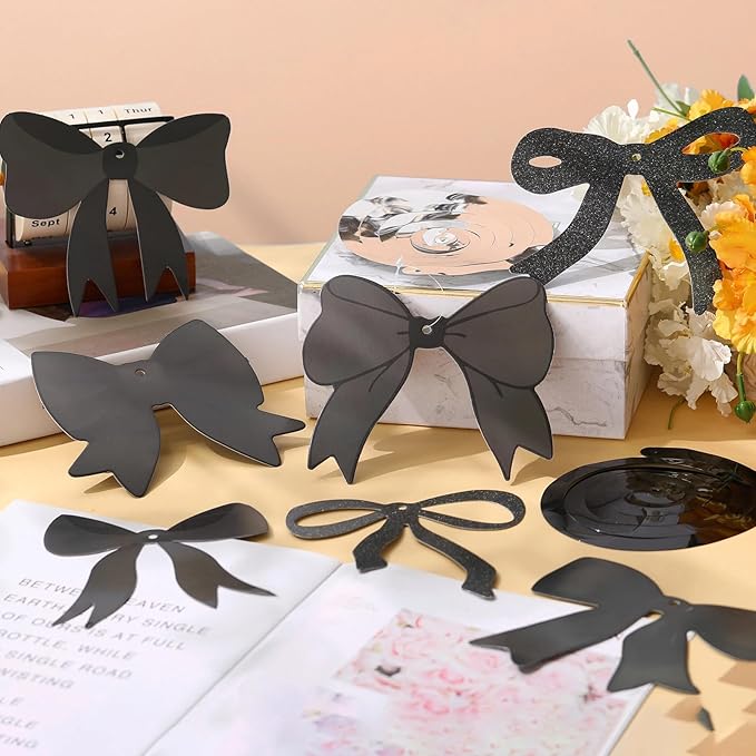28 Pcs Bow Birthday Decorations Coquette Bow Birthday Hanging Swirls Decorations for Bridal Shower Party Supplies Wedding Christmas Party(Black)