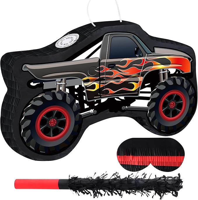 Car Pinata with Stick & Blindfold Mexican Pinata Game for Boy Truck Party Decorations Car Theme Birthday Carnival Party Supplies