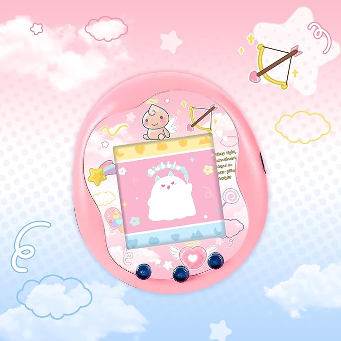 Holographic Laser Faceplate Sticker for Tamagotchi Uni, Self-Adhesive DIY Face Plate Decal, Shimmering Protective Skin for Virtual Pet - (for uni-Angel Pink)