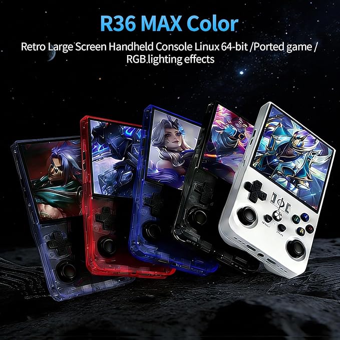 DVJQSN R36MAX Retro Handheld Game Console, 4.0 Inch Screen, 64GB, 18000+ Games, Linux System, 4000mAh Battery (Gray, 128, GB)