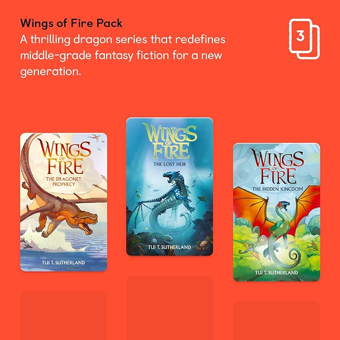 YOTO Wings of Fire by Tui T. Sutherland – 3 Kids Audio Cards for Use with Player & Mini All-in-1 Audio Player, Educational Screen-Free Listening with Fun Playtime, Bedtime & Travel Stories, Ages 8+