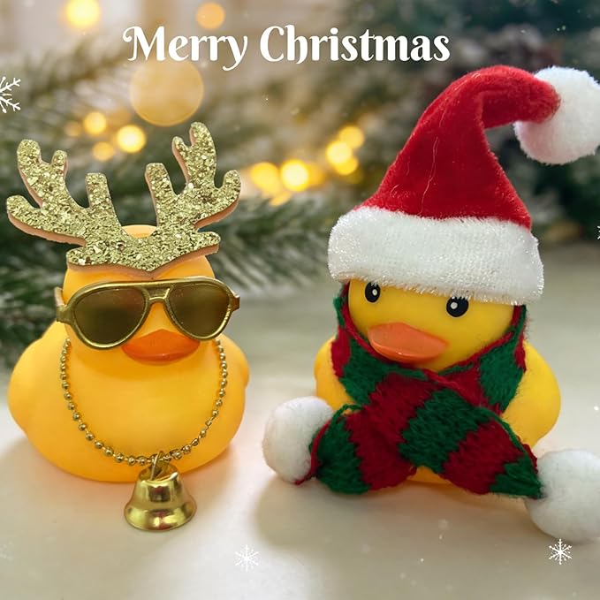 Rubber Duck Accessories 49PCS - Christmas Decorations for Rubber Duck - Cute Xmas Accessories Santa Claus Hats Gloves Snowflakes Antlers Candy Cane Socks Bells for DIY