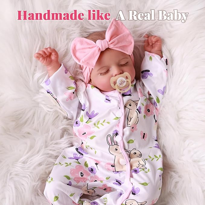 BABESIDE Lifelike Reborn Baby Dolls Girl - 20 Inch Realistic Newborn Baby Dolls with Poseable Body, Real Life Baby Dolls with Accessories for 3+ Year Old Girls Gifts, Pretend Play, Collection