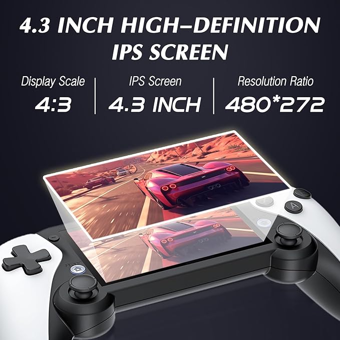 M25 Retro Handheld Game Console – New Retro Game Player with 3000mAh Battery 64G TF Card, HD 4.3-inch IPS Screen - 20,000+ Classic Video Games Supports TV Connection